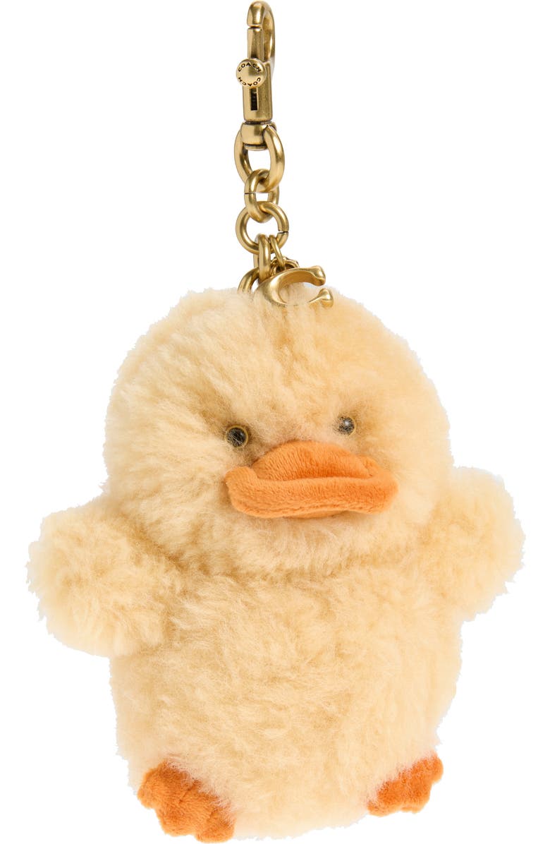 COACH Genuine Shearling Ducky Bag Charm, Main, color,