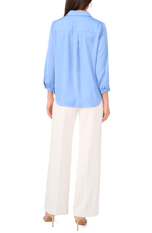 Vince Camuto Pleat Front Satin Shirt In Serene Sky