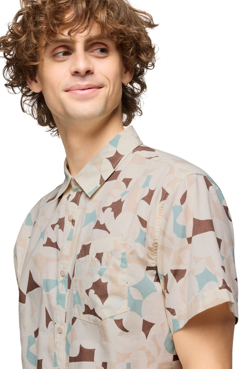 prAna Stimmersee Short Sleeve Button-Up Shirt, Alternate, color, Almond Edamame