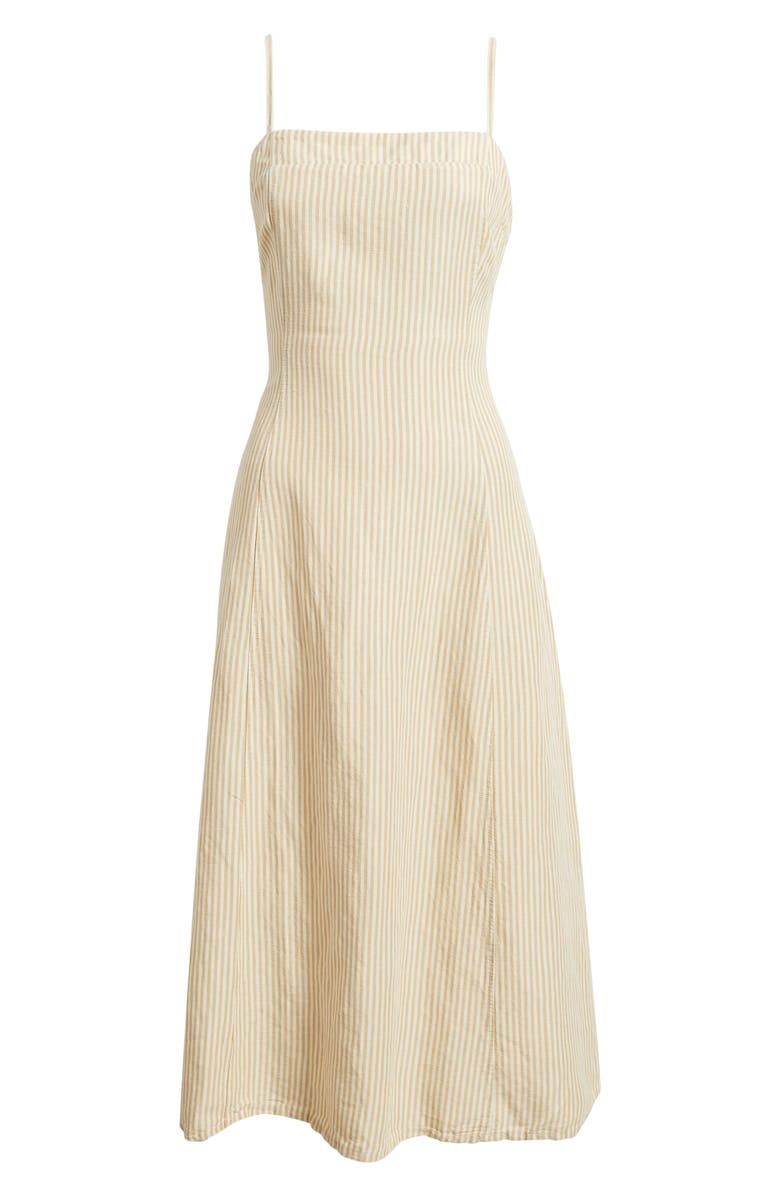 Marine Layer Luca Stripe Linen Blend Midi Dress, Main, color, Sand Stripe