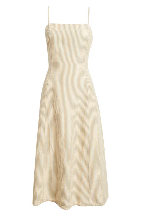 Luca Stripe Linen Blend Midi Dress