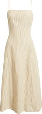 Marine Layer Luca Stripe Linen Blend Midi Dress