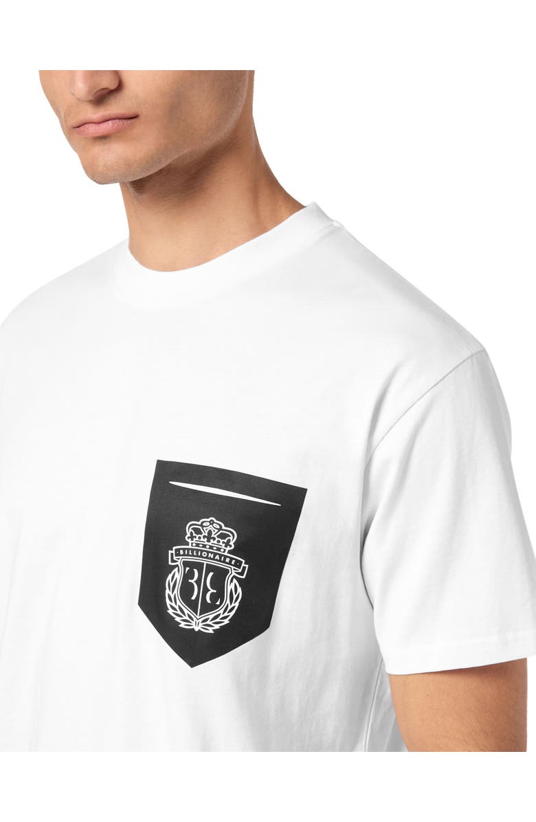 BILLIONAIRE T-Shirt Round Neck Pocket Crest Men, Alternate, color, White