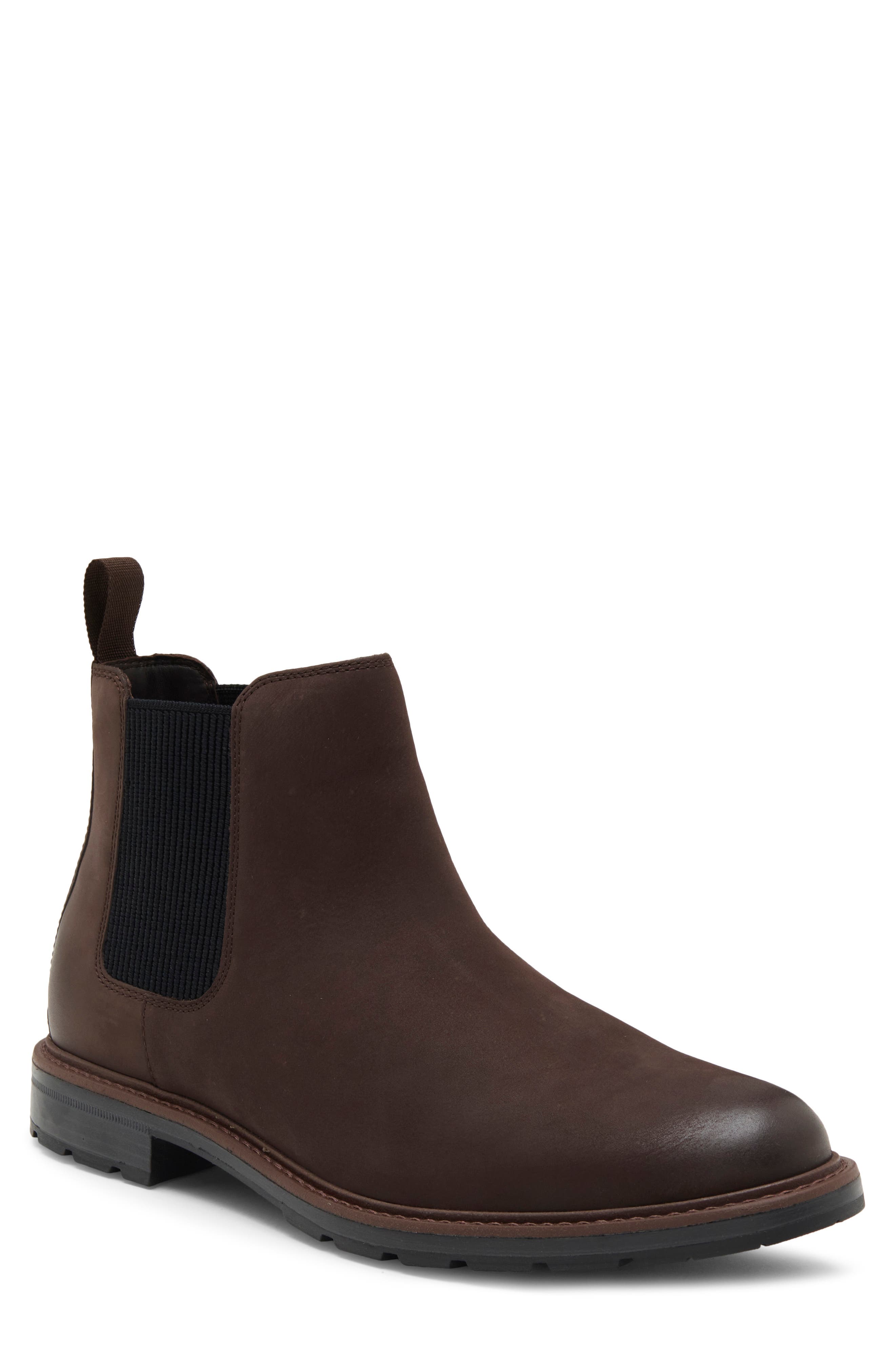 Chamberlin Grand Water Resistant Chelsea Boot, Main, color, DARK CHOCOLATE NUBUCK