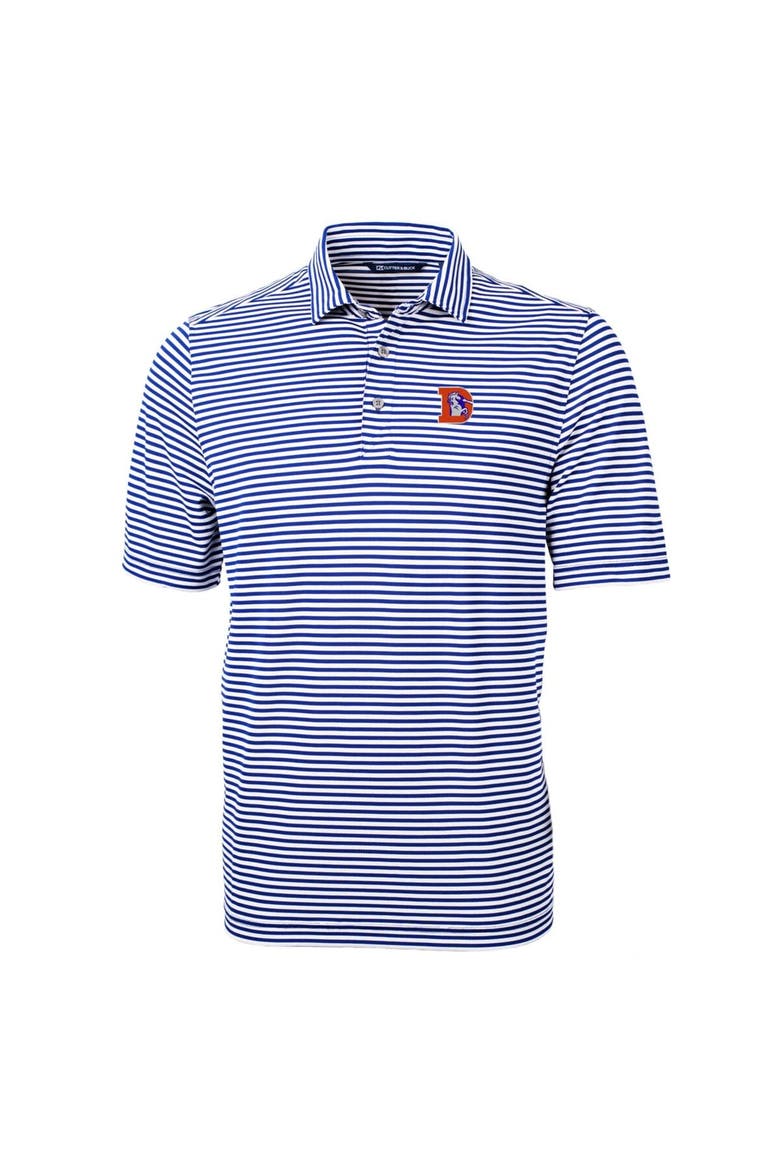 Men's Cutter & Buck Royal Denver Broncos Throwback Logo Virtue Eco Pique Stripe Recycled Big & Tall Polo, Alternate, color, Royal