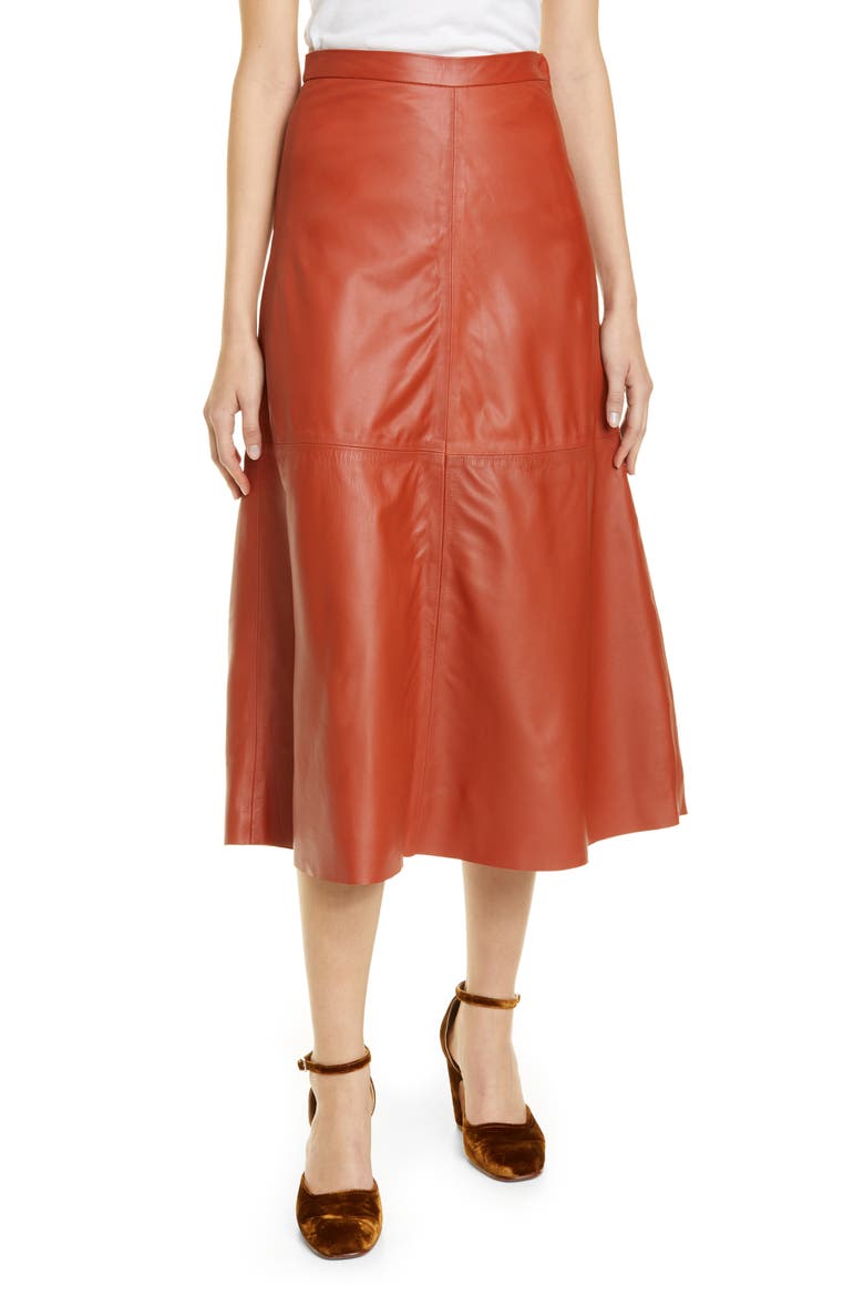 Content Leather Skirt (Nordstrom Exclusive), Main, color, COGNAC