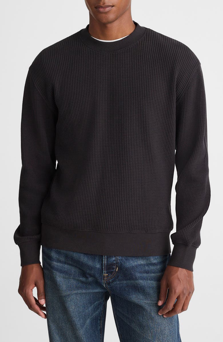Madewell Waffle Sweatshirt, Main, color, Licorice