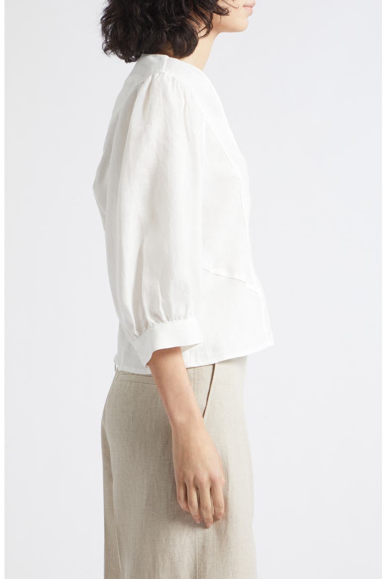 Evie Linen V-Neck Top, Alternate, color, IVORY