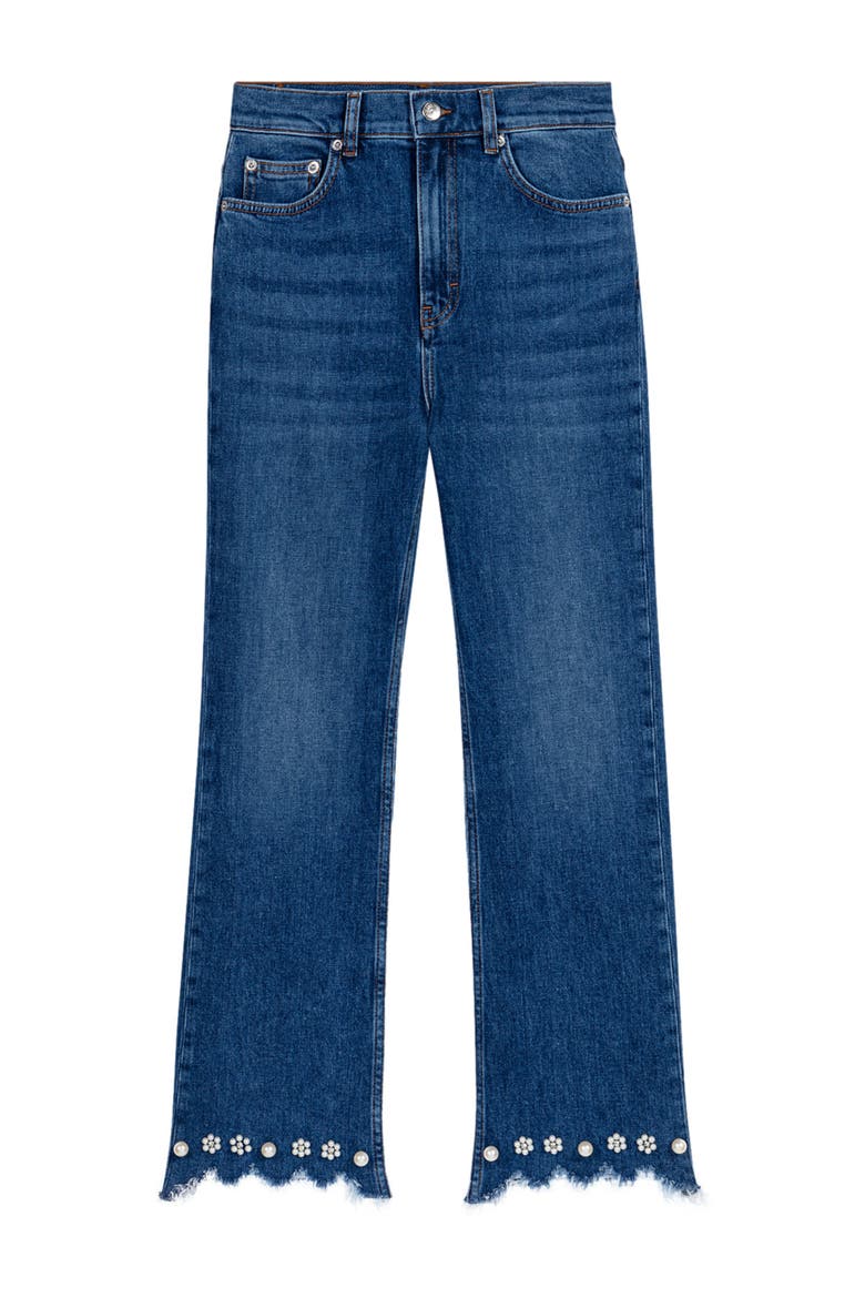 Beaded bootcut jeans, Alternate, color, Blue