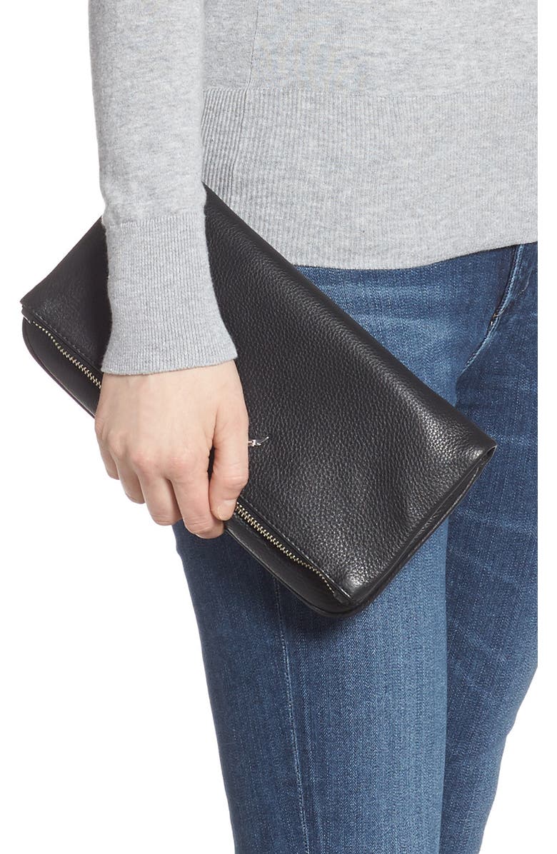 Zadig & Voltaire Rock Leather Clutch, Alternate, color,