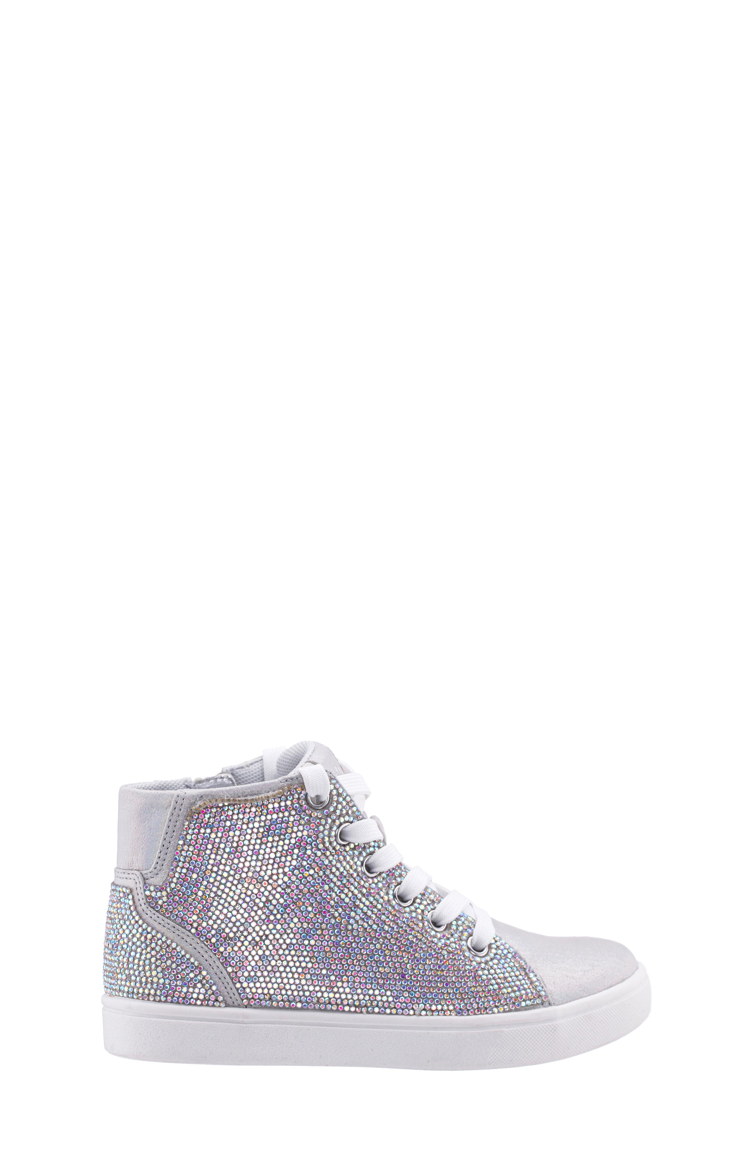 Nina Kids' Razzle High Top Sneaker, Alternate, color, Silver Shimmer