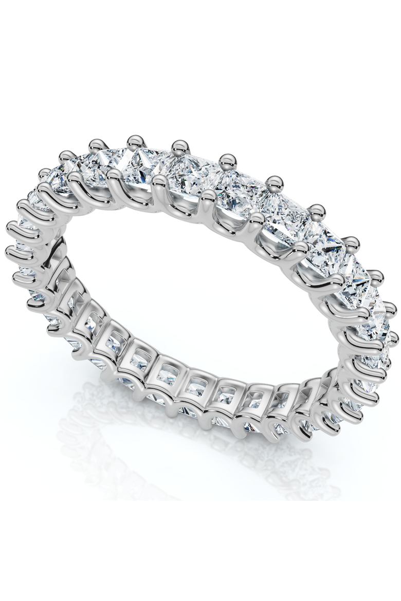 2Ct Princess Cut Diamond Eternity Stackable Wedding Ring 14k Gold Lab Grown, Alternate, color, 14k White Gold