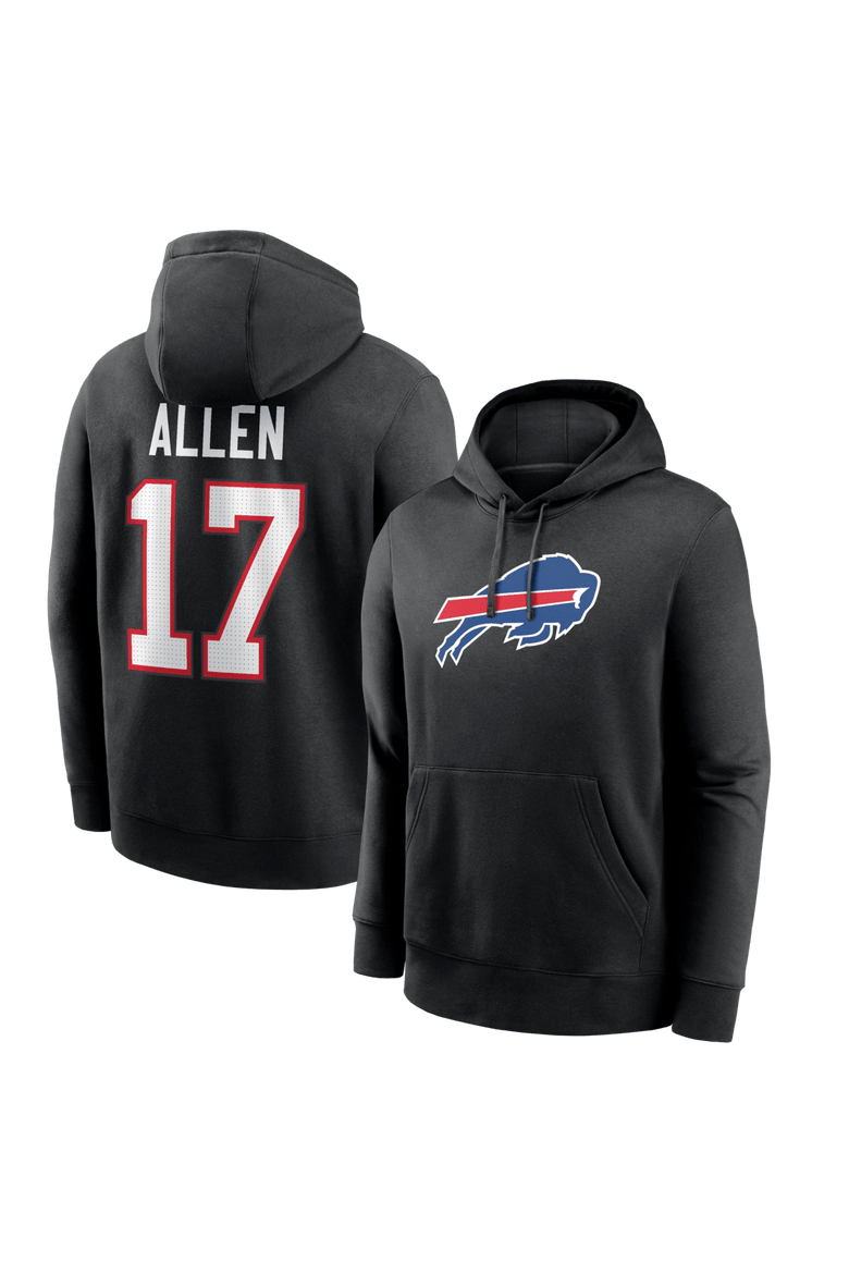 Men's Nike Josh Allen Black Buffalo Bills Name & Number Fleece Hoodie, Main, color, Black