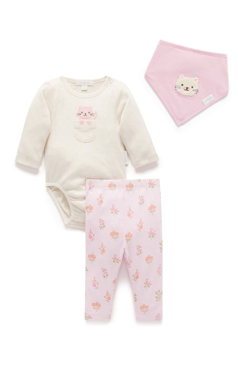 Purebaby 3 Piece Set Girls, Main, color, Aster Print