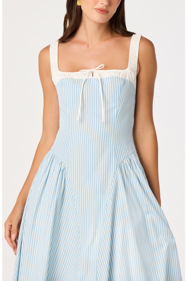 Hazel Ticking Stripe Midi Dress, Alternate, color, BLUE STRIPE