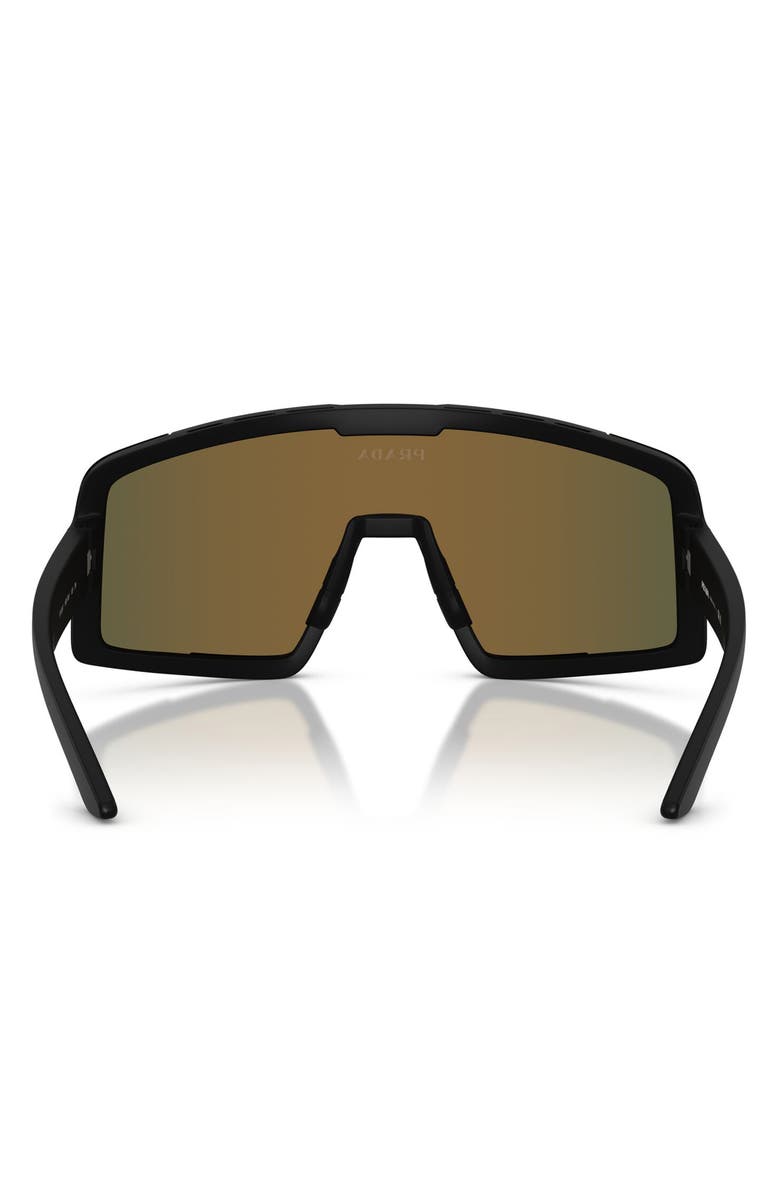 Prada Linea Rossa 144mm Shield Sunglasses, Alternate, color, Matte Black / Brown Tangerine