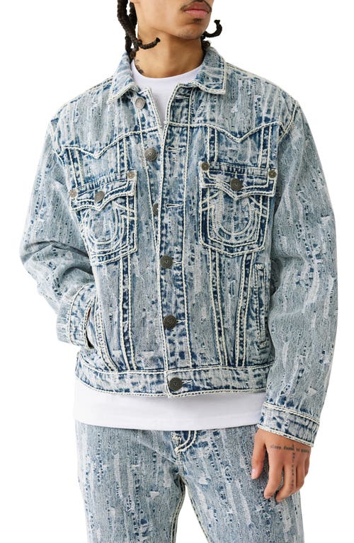 True Religion Ricky Ultra Distressed Rope Stitch Straight Jeans