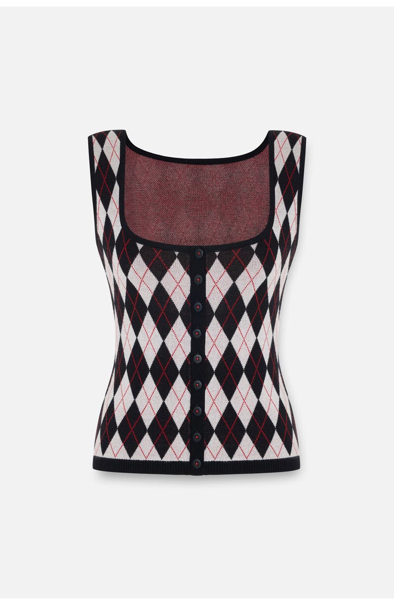 PCFG Store Daydreamers Argyle Sleeveless Knit Top, Main, color, Black