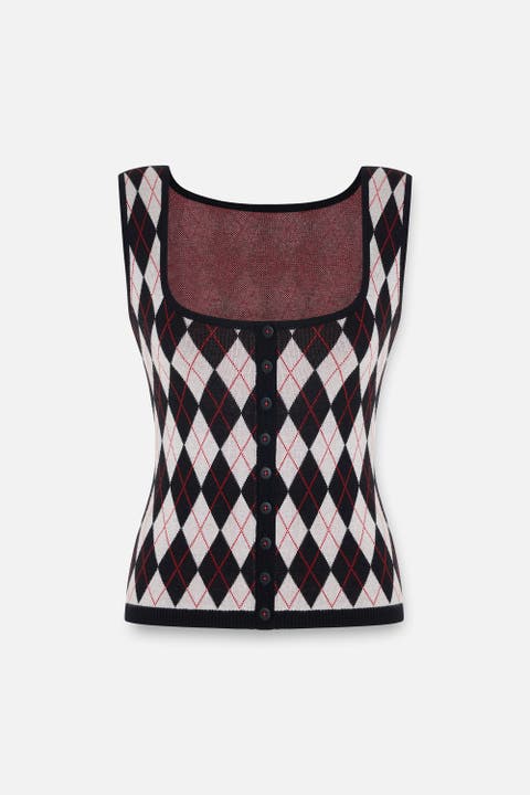 Daydreamers Argyle Sleeveless Knit Top