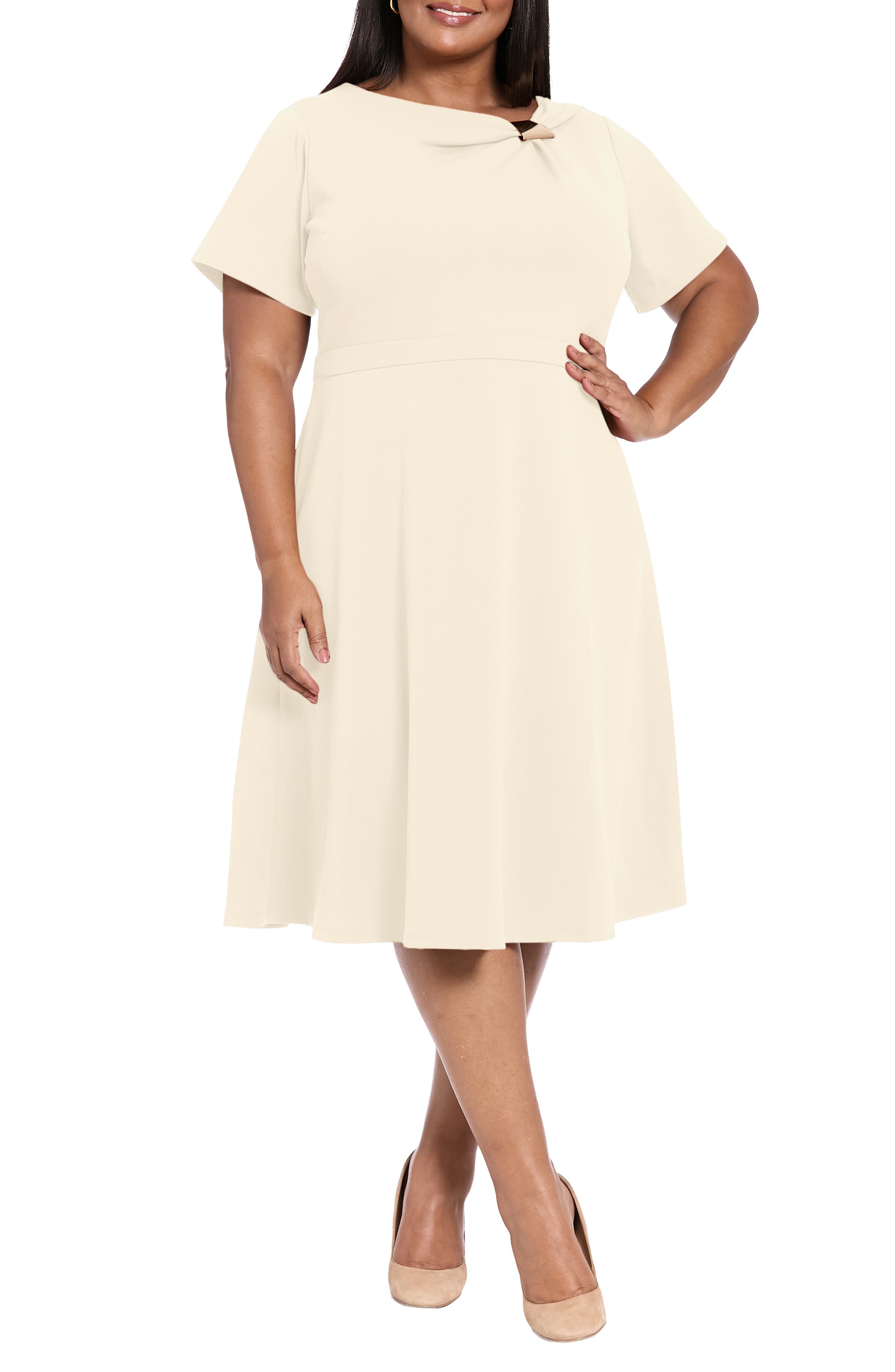 London Times Fit & Flare Midi Dress