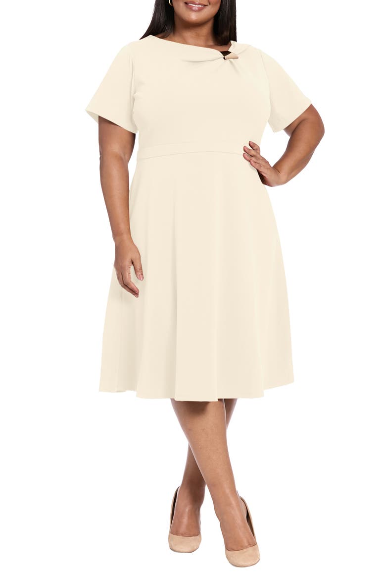 Fit & Flare Midi Dress, Main, color, SUGAR IVORY