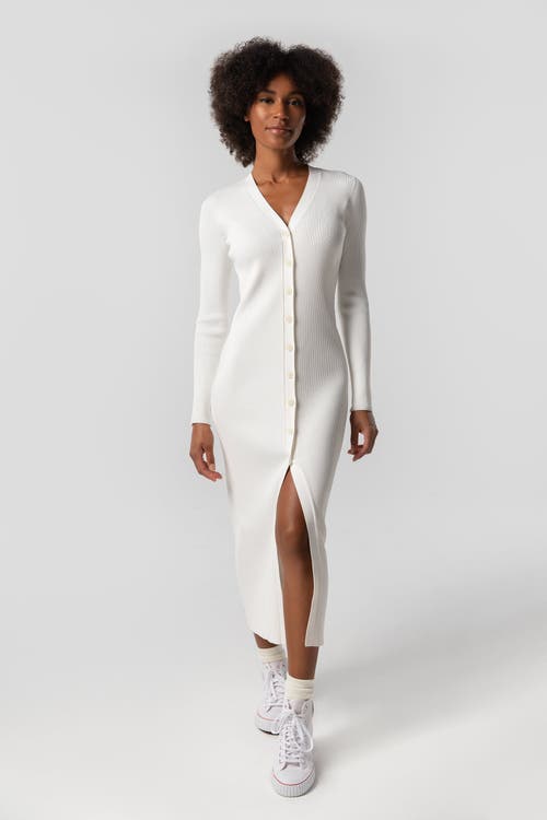 Kada The Long Sleeve Sweater Duster Midi Dress In White