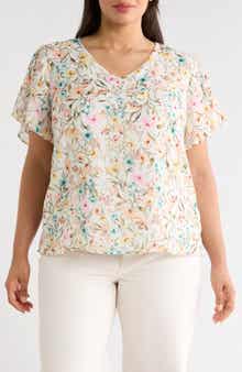Print Tulip Sleeve Top