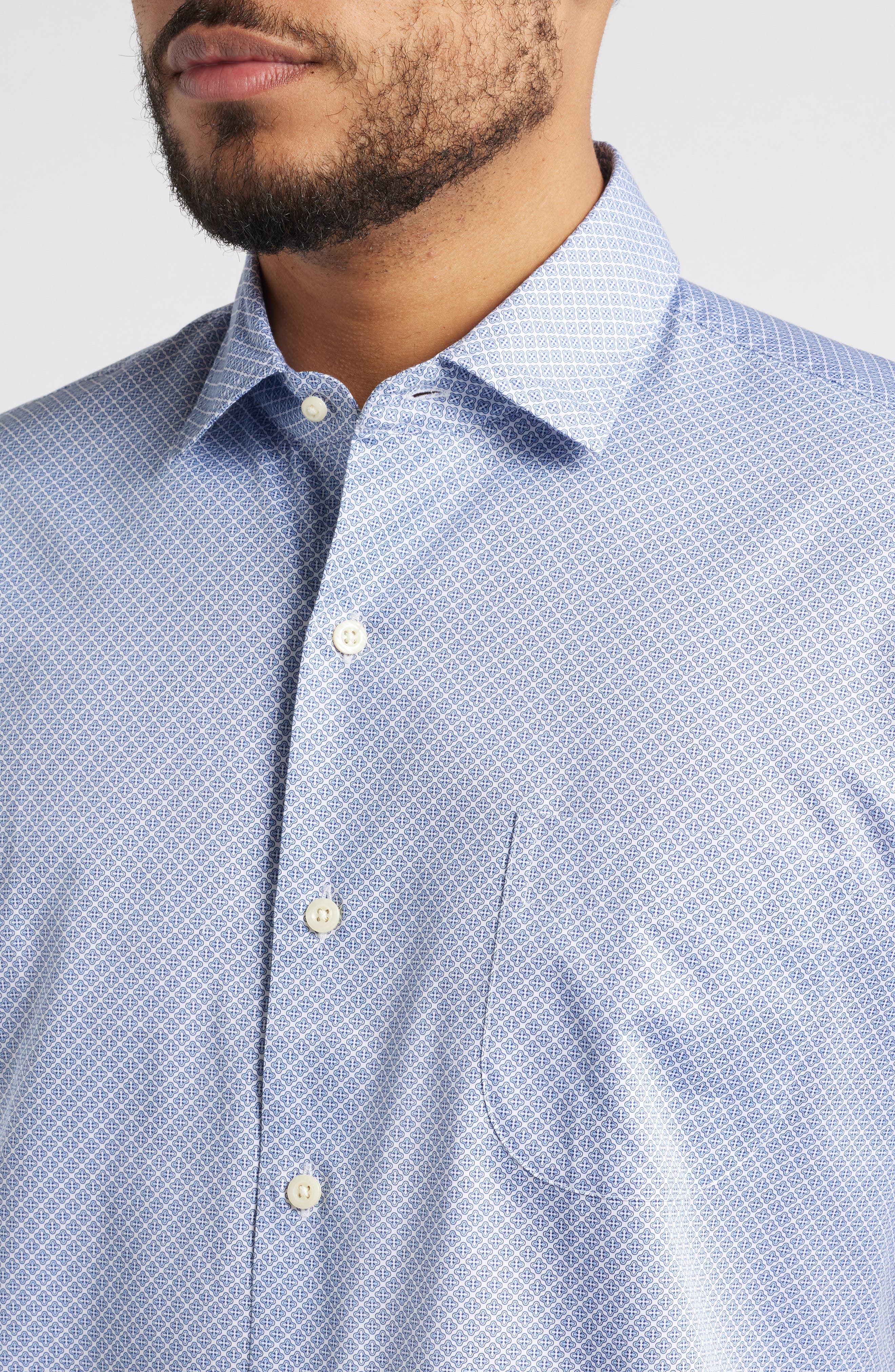 Lennon Geo Print Short Sleeve Cotton Button-Up Shirt - image 2