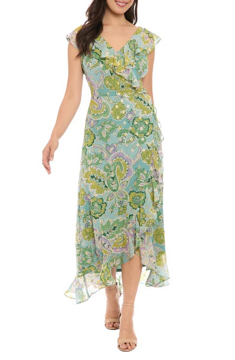 Ruffle Faux Wrap Maxi Dress