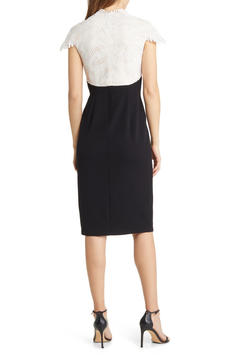 Tadashi Shoji Lace & Crepe Midi Sheath Dress, Alternate, color,