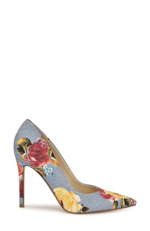 Nine West Fresh Pointed Toe Pump In Medium Blue Floral