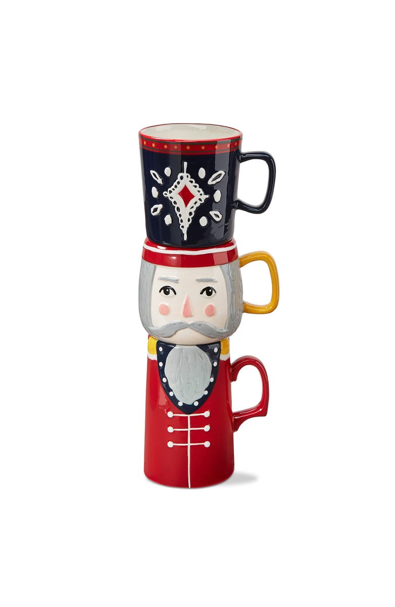 tag Nutcracker Stacking Mug Set of 3 Colorful Ceramic Drinkware, Main, color, Multicolored