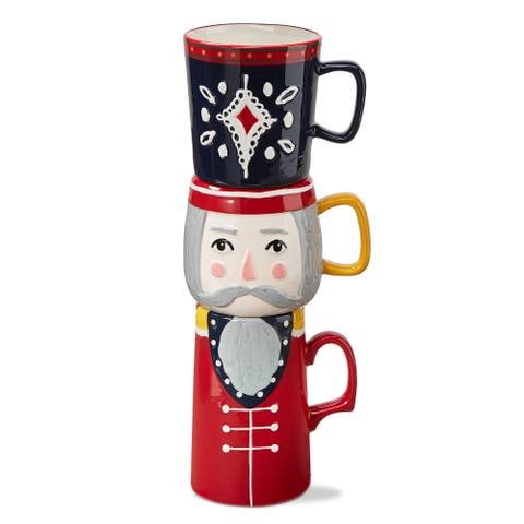 Nutcracker Stacking Mug Set of 3 Colorful Ceramic Drinkware