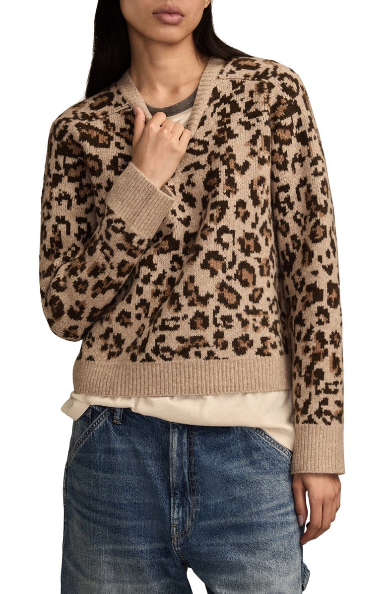 Lucky Brand Cloud Soft Leopard Crewneck Sweater, Main, color, Leopard Print