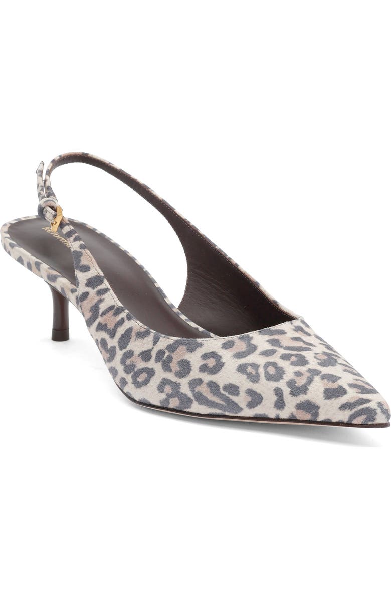 Reformation Wrenley Pointed Toe Slingback Pump, Main, color, Leopard Suede
