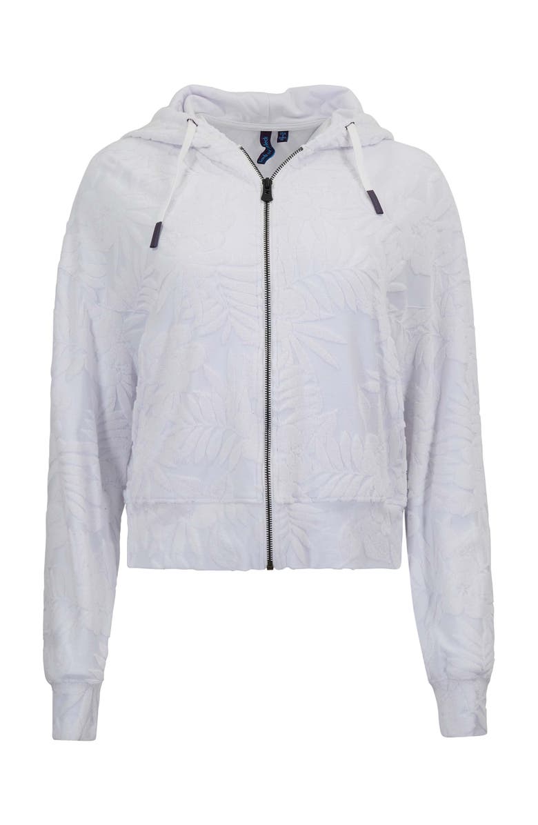 Lords of Harlech Womens Cropped Terry Toweling Zip Hoodie, Alternate, color, White
