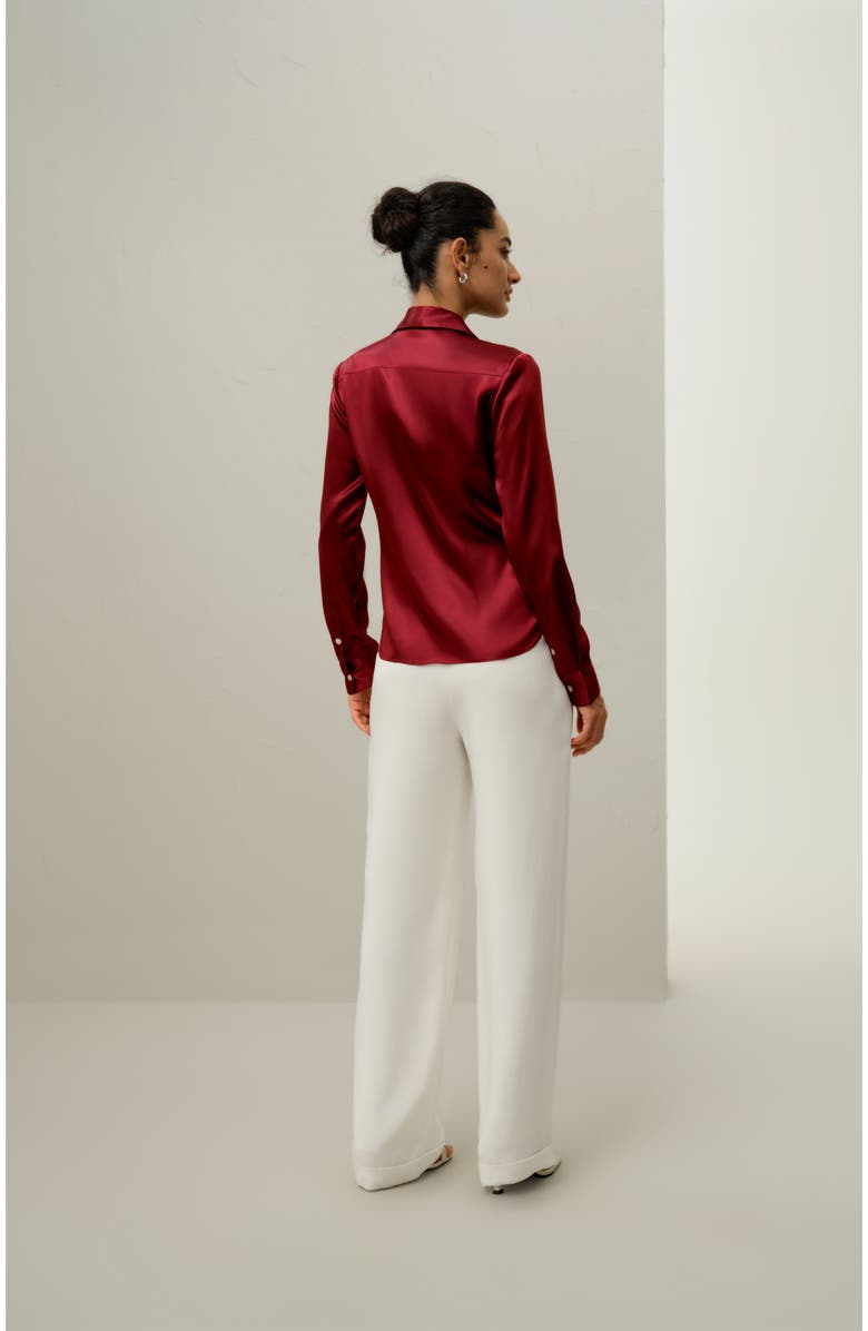 Lilysilk Elegant Silhouette Silk Shirt, Alternate, color, Claret
