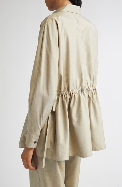 Lafayette 148 New York Gathered Waist Silk Blouse In Gray