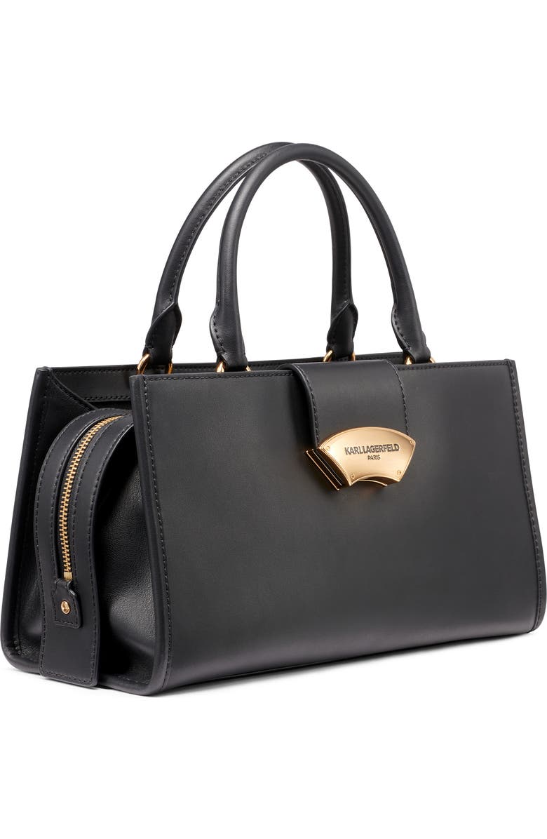 KARL LAGERFELD PARIS Madelyn Satchel Bag, Alternate, color, Black/ Gold