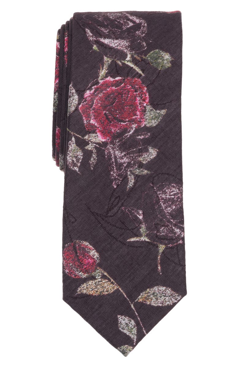 Original Penguin Lerman Floral Tie, Main, color, Eggplant