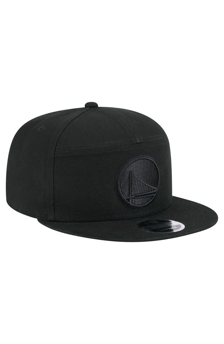 New Era Men's New Era Black Golden State Warriors Adventure Canvas Split Panel 9FIFTY Snapback Hat, Alternate, color, 