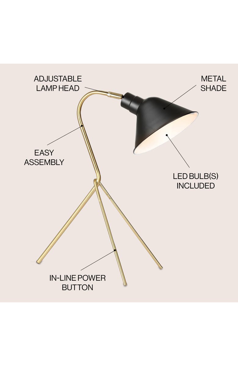 JONATHAN Y Mae 20.25" Brass LED Task Lamp, Brass Gold/Black, Alternate, color, Brass Gold