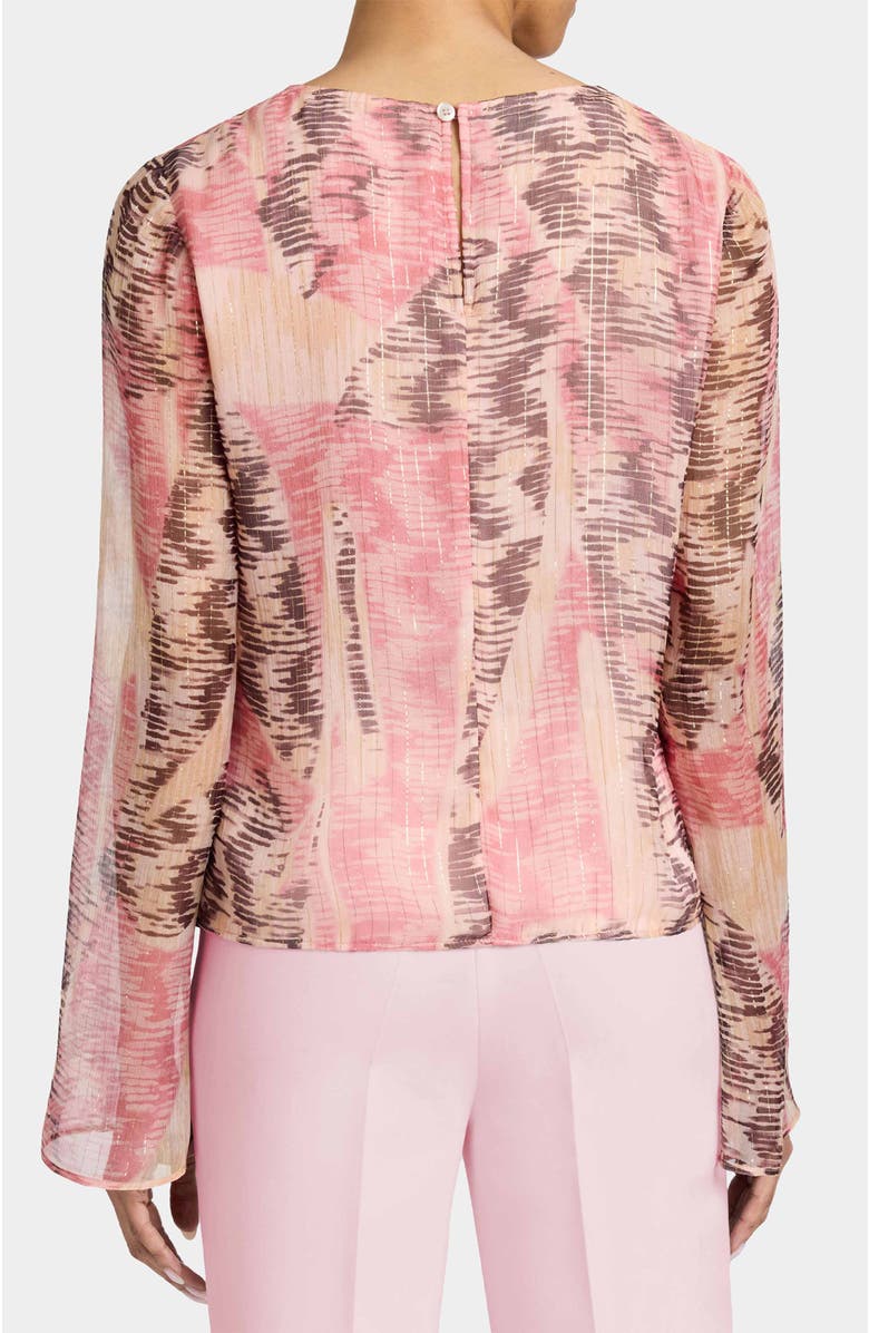 Santorelli FABI Long Sleeve Top in Printed Silk Chiffon, Alternate, color, Sweet Pea Multi