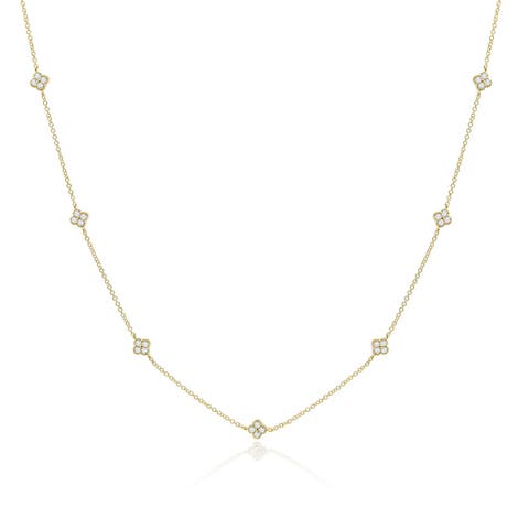 Diamond Clover Station Necklace