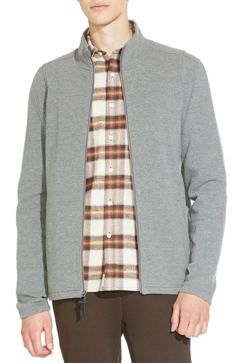 Croft Waffle Knit Zip Jacket, Main, color, HEATHER CHARCOAL
