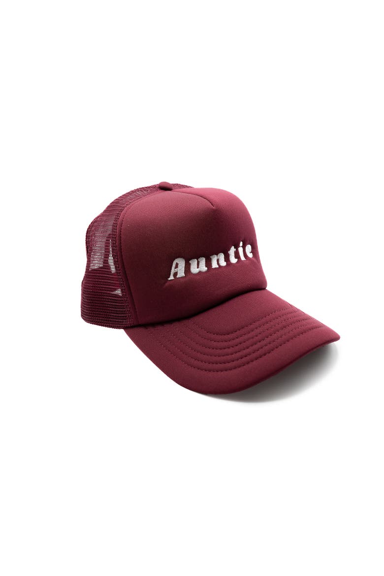 Auntie Foam Trucker Hat, Alternate, color, Burgundy