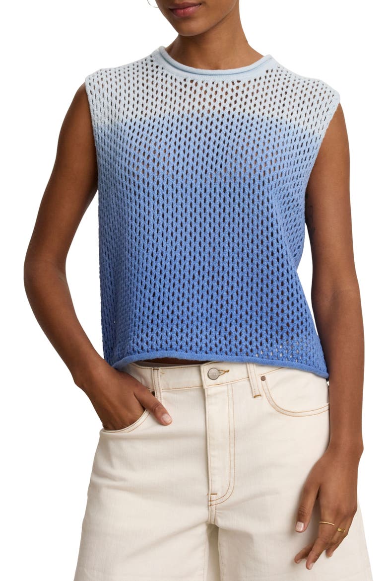 Nina Cotton & Cashmere Sleeveless Sweater, Main, color, HORIZON BU