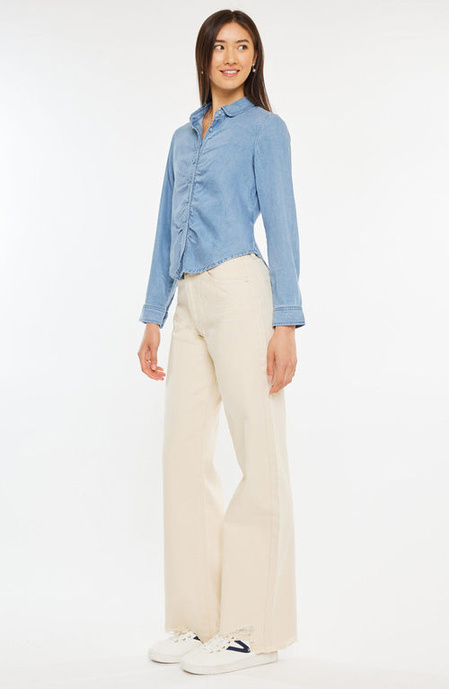 Kancan Evie Fitted Long Sleeve Shirt In Blue