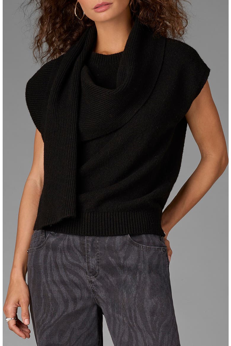Scarf Sweater, Main, color, BLACK