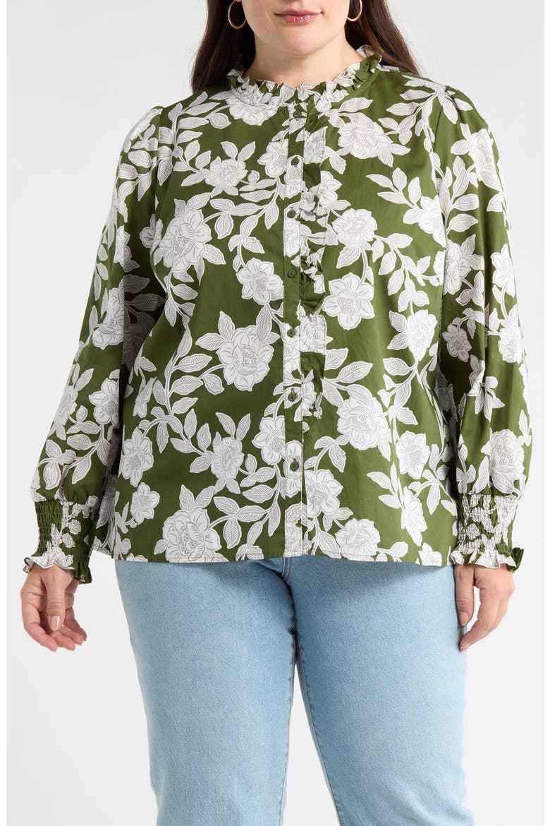 Haizley Floral Top, Main, color, CREAM-GREEN